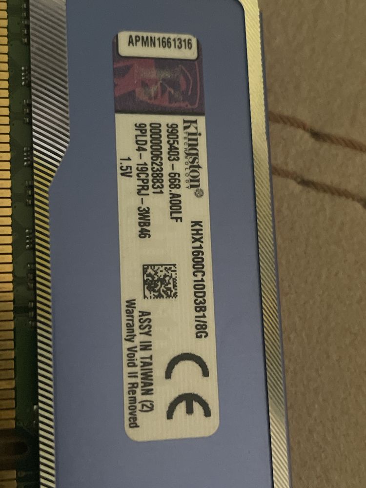 Kingston 8GB DDR3 1600MHz KHX1600C10D3B1/8G