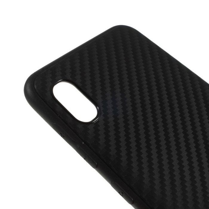 Husa pentru Samsung Galaxy A10, GloMax Perfect Fit insertii de carbon