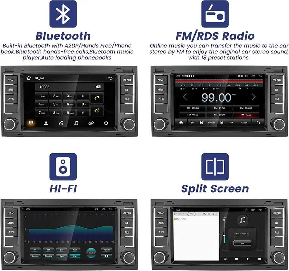 Мултимедия Двоен дин VW TOUAREG Transporter Multivan навигация Android