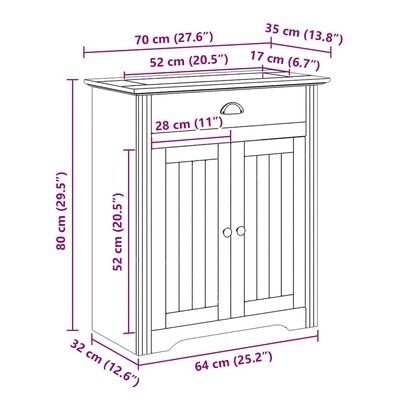 Dulap pentru chiuvetă de baie „BODO" gri 70x35x80 cm