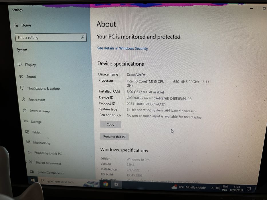 Calculator complet PC HP Slim Elite intel i5 3.20ghz 8Gb DDR3