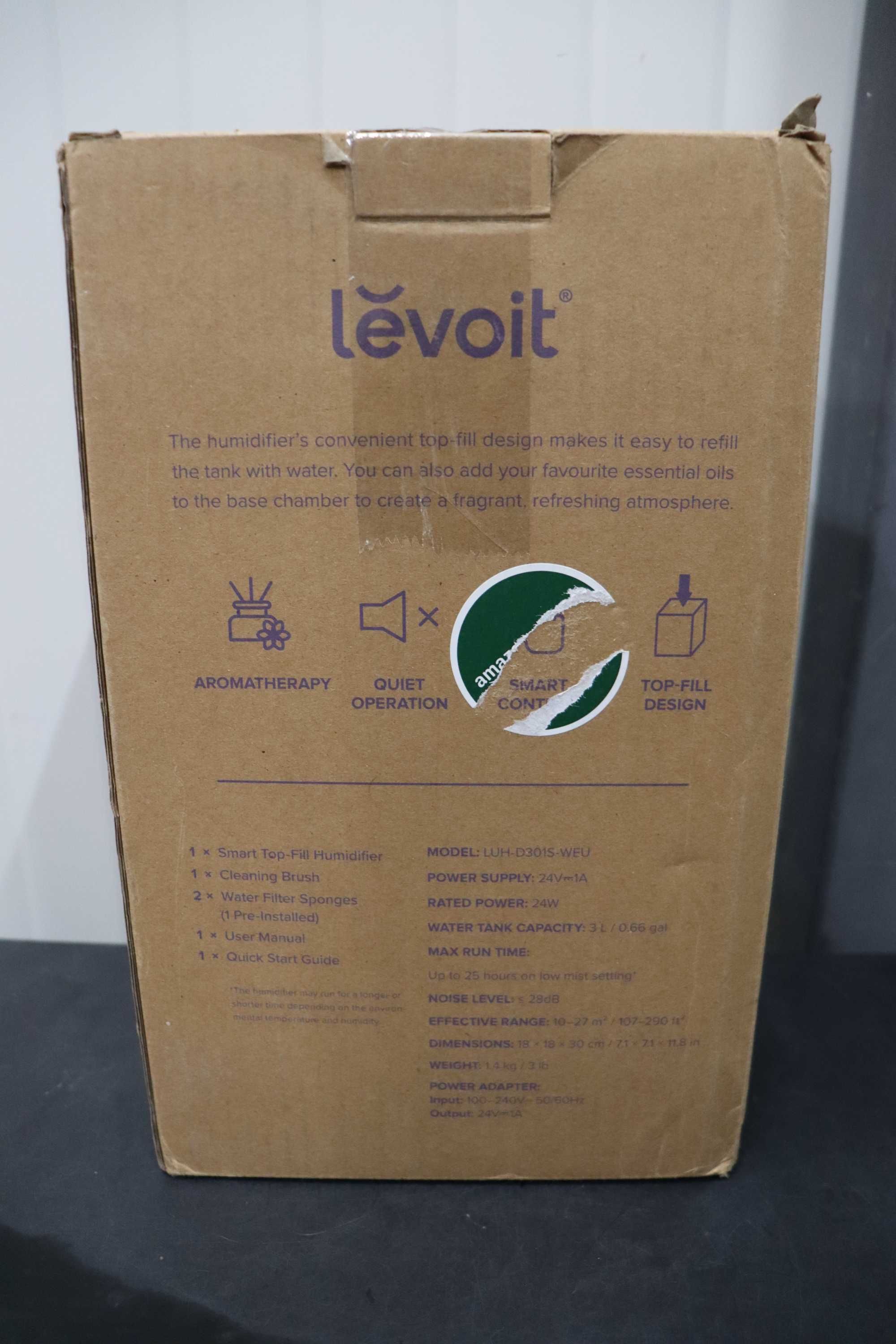 LEVOIT 3л овлажнител за спалня със сензор, арома дифузер, App, Alexa
