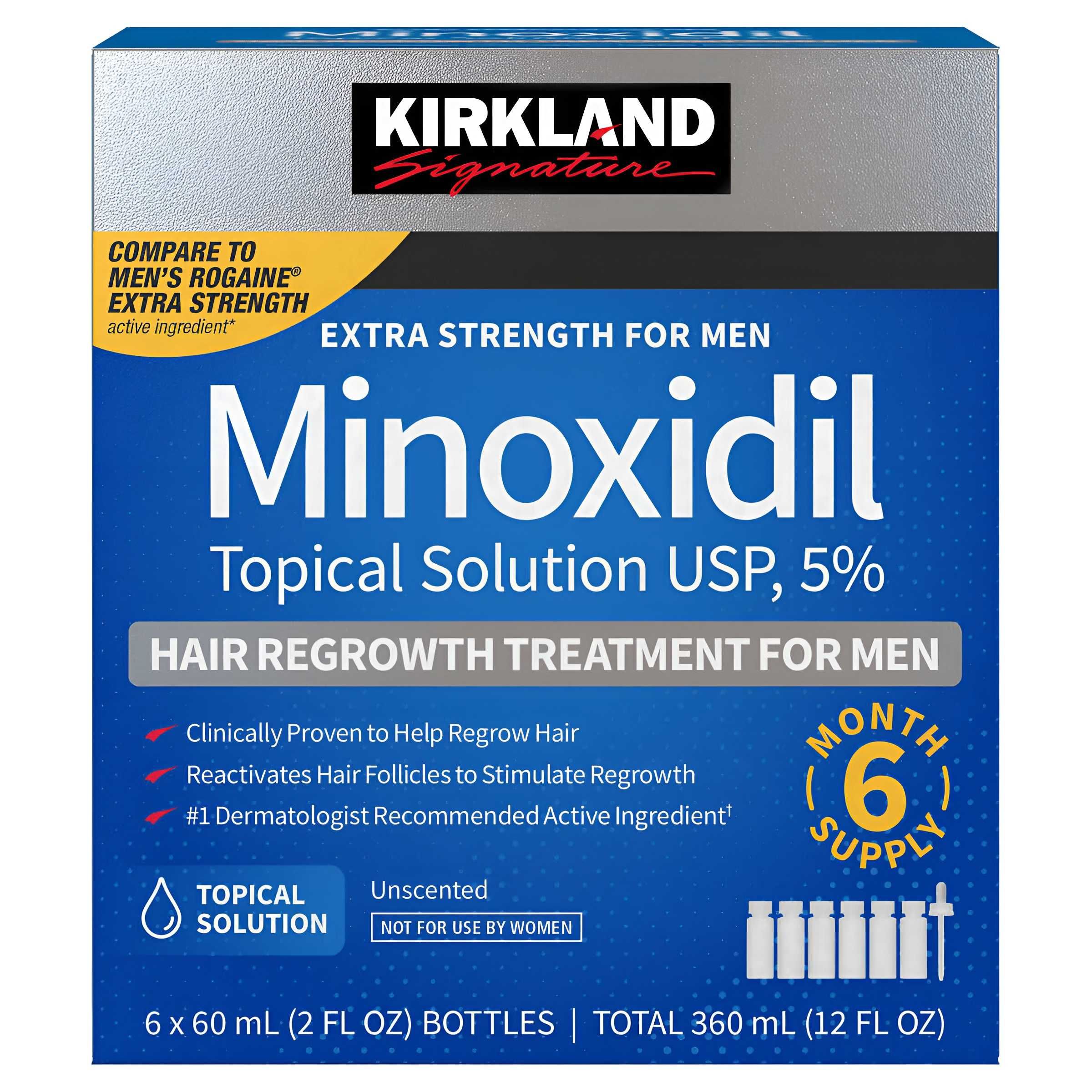 Solutie Kirkland Minoxidil 5% + Pipeta, 2 luni, Tratament barba si par