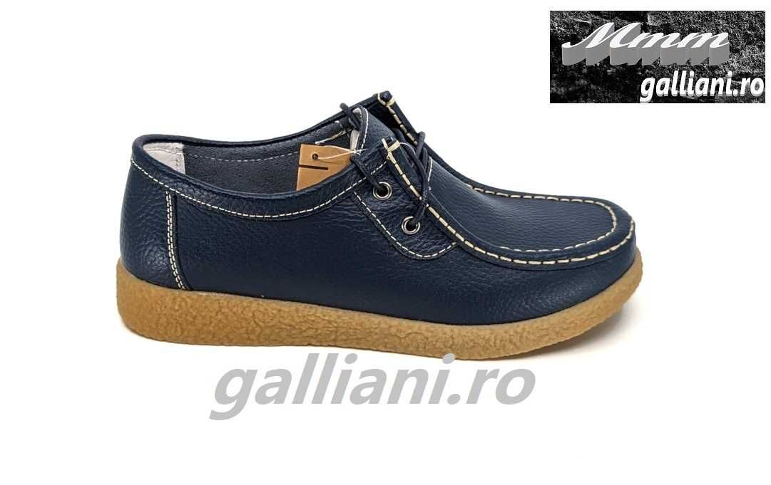 Pantofi casual bleumarin cu siret-dama-talpa crep