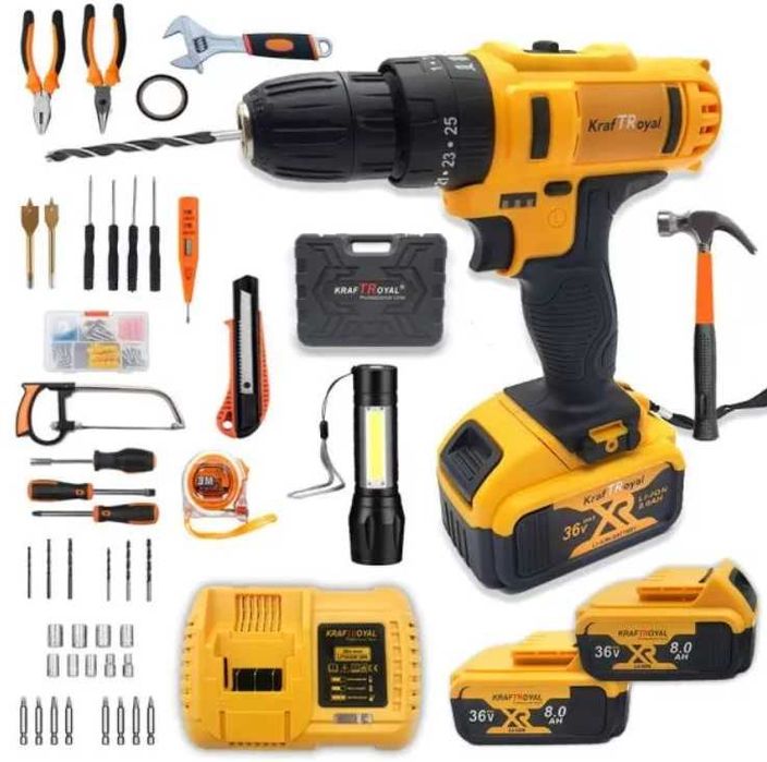 Нов акумулаторен винтоверт макс комплект 36V и 2 батерии 8Аh Роял