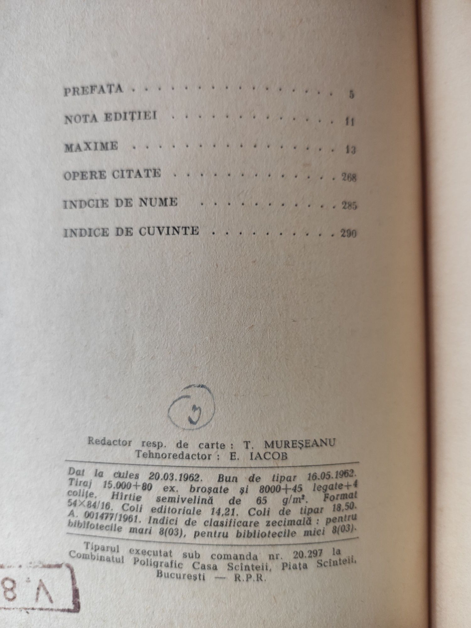 Carte veche anul 1962 Dictionar de maxime comentat