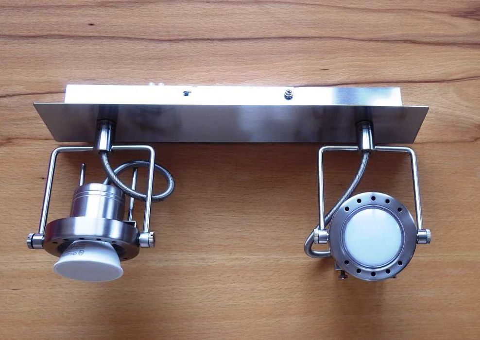 Двоен иноксов аплик (за стена или таван) с индустриален дизайн