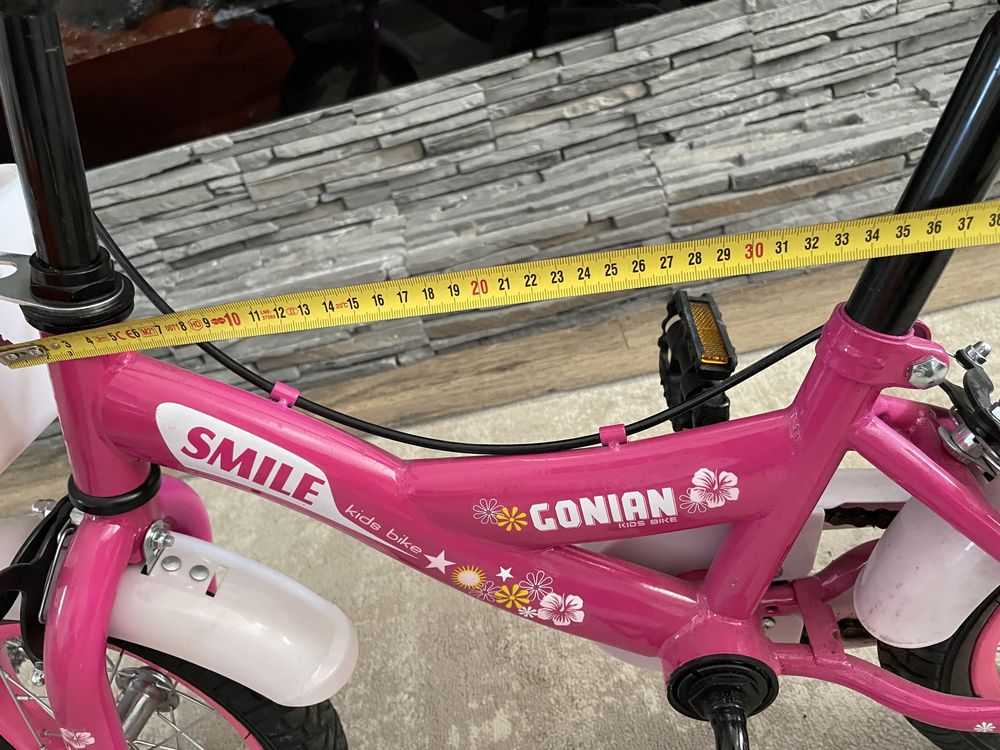 Bicicleta fete cu roti ajutatoare Gonian, 12 inch, 2-5 ani, Roz