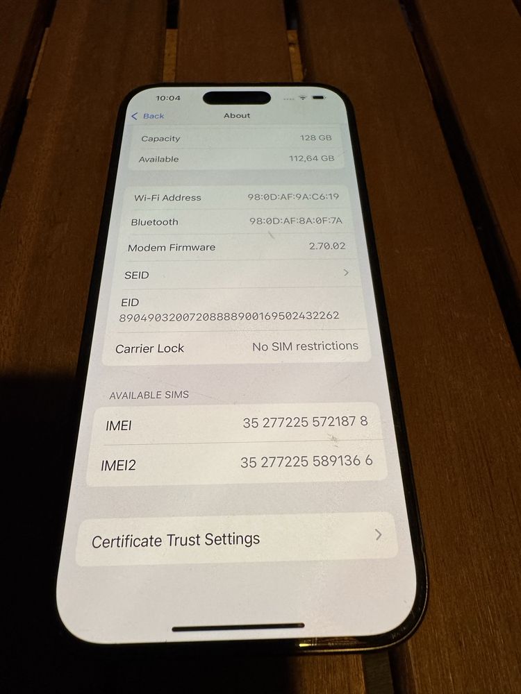 Перфектен! iPhone 15 Pro 128GB Blue Titanium Esim