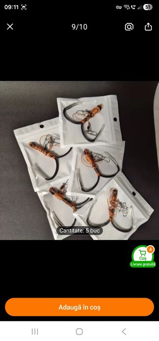 Montura carlige pentru crap, somn, ten, caras etc