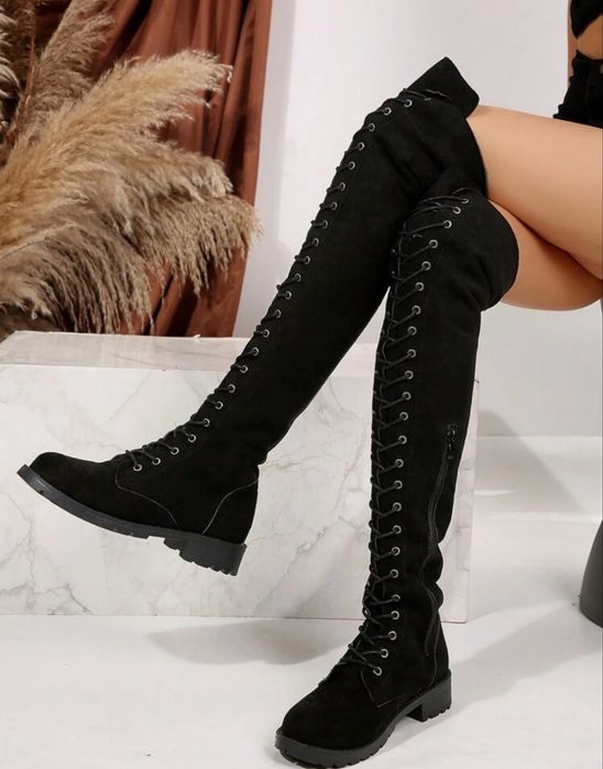 Vand cizme overknee cu sireturi