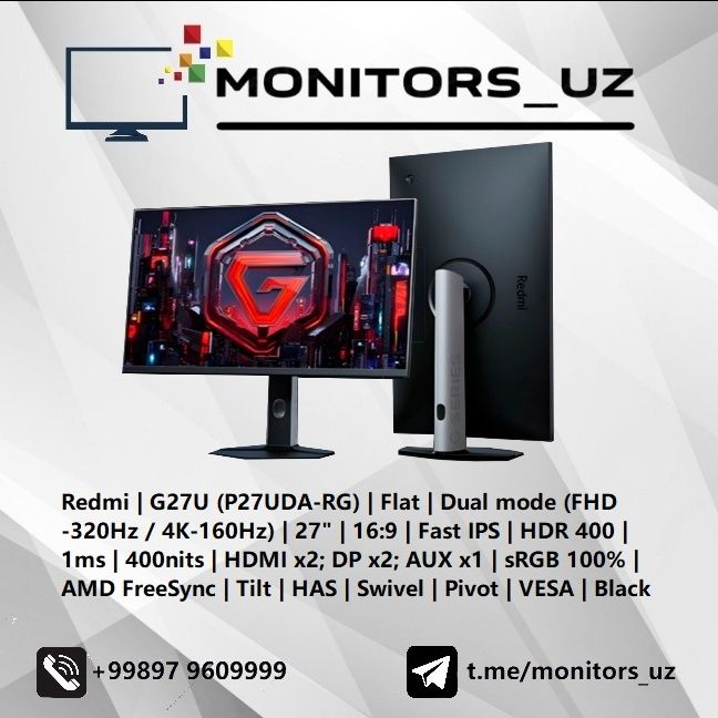 [NEW] монитор Redmi G27U IPS 4K 320Hz