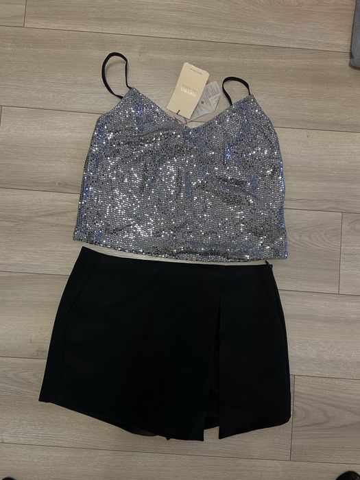 Сет блестящ потник с пола панталон ZARA