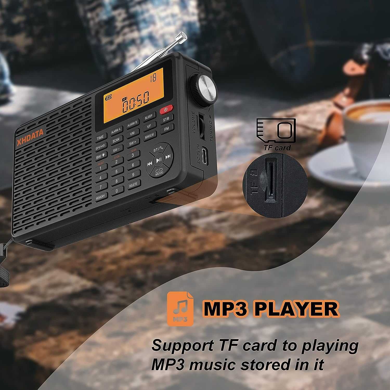 XHDATA D109WB портативен World радиоприемник,с Bluetooth,SD Card Slot