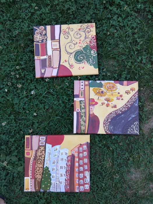 Set 3 tablouri pictate manual