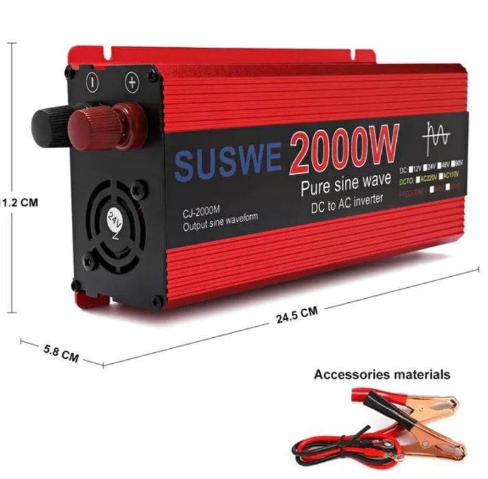 Inverter sinus pur  2kW, 12V la 230V, auto, rulote ...