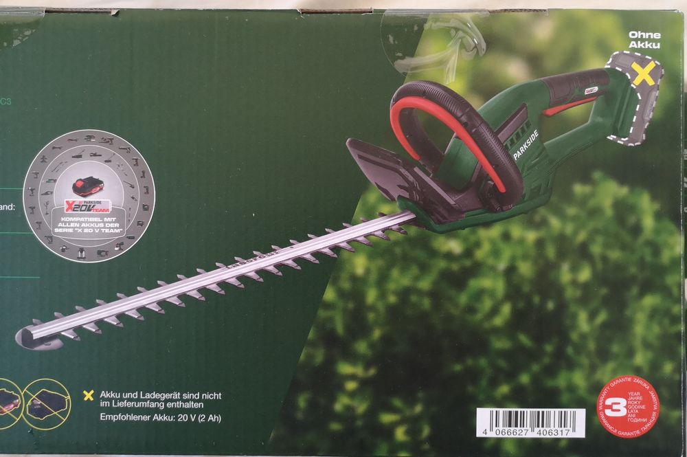 Trimmer gard viu NOU pe acumulator 20 V Parkside, foarfecă electrică