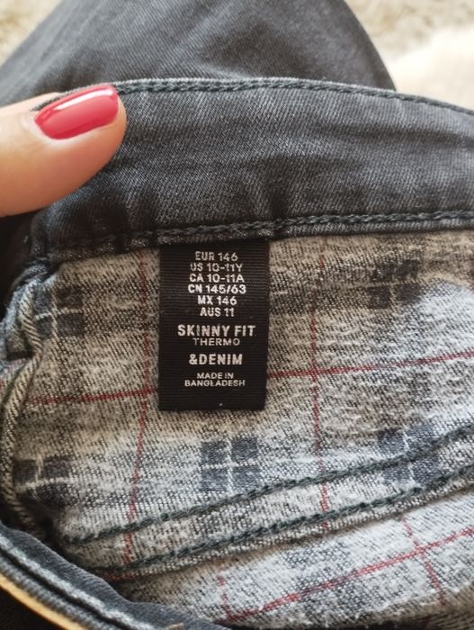 Blugi groși skinny, de culoare neagră, pentru 10-11 ani