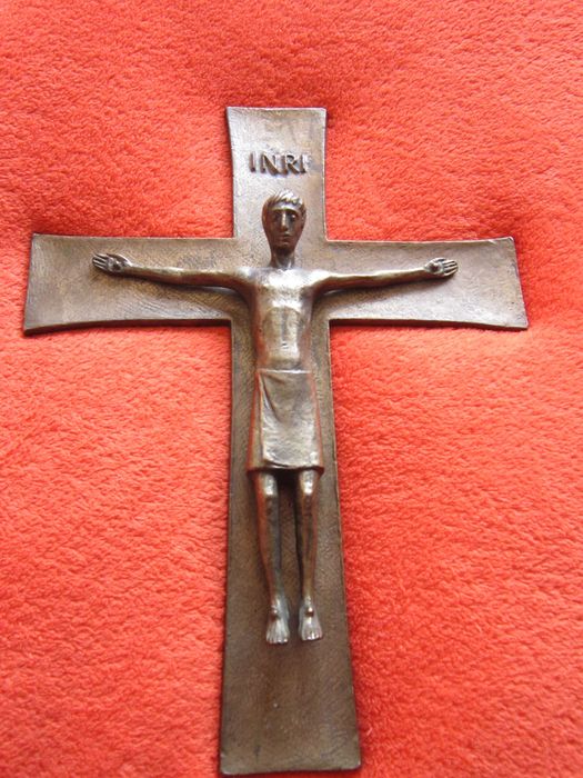 cadou rar Corpus Christi Cruce Crucifix design Weinert bronz masiv 2kg