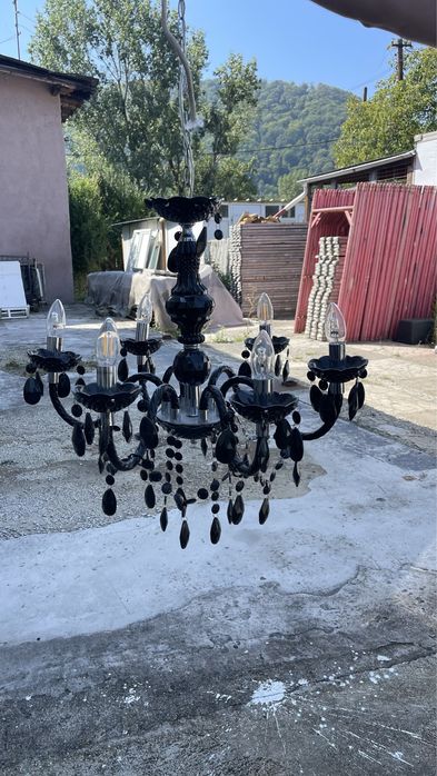 Candelabru lux - negru cu becuri