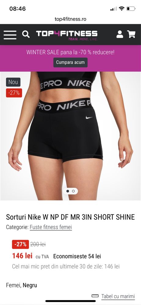 Nike pro fitness femei, noi cu eticheta