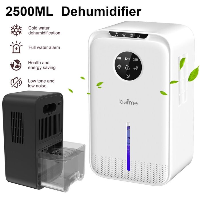 Преносим голям 2,5L обезвлажнител за дома, тих изсушител на въздух