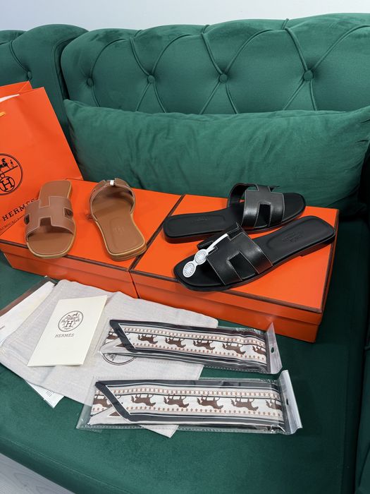 Papuci Hermes piele naturala 100% Full Box colectie noua