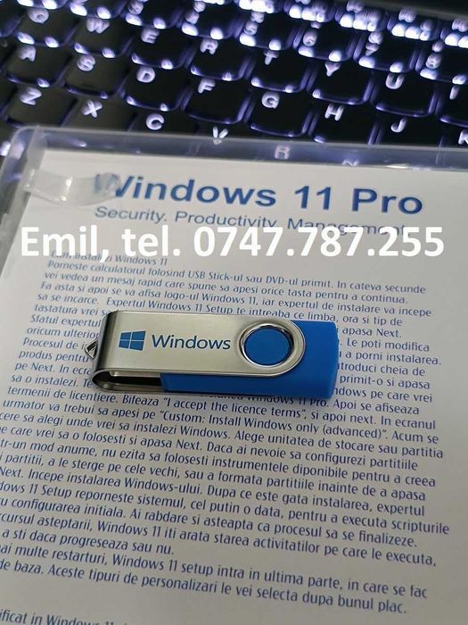 Stick bootabil cu Windows 7, 8.1, 10, 11, Office cu licență originală!