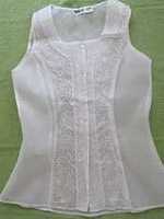 Дамска бяла блуза без ръкав от шифон размер М