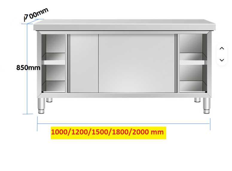 masa de lucru inox cu usi glisante,dulap de lucru din inox