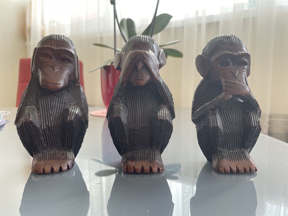 Дървени статуетки комплект 3 маймунки