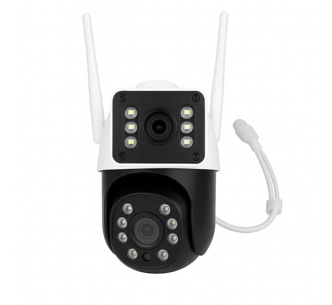Куполна камера, видео и аудио, двойна, въртяща, Wi-Fi, IP, 6MP, 1080p,