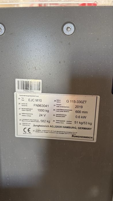Transpalet electric Jungheinrich EJC M10