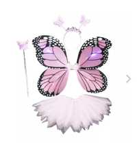 Set 4 piese costum pentru copii cu fustita aripi de fluture