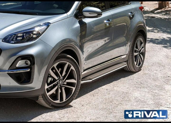 Подножки пороги Rival "Silver" KIA Sportage 4 поколения