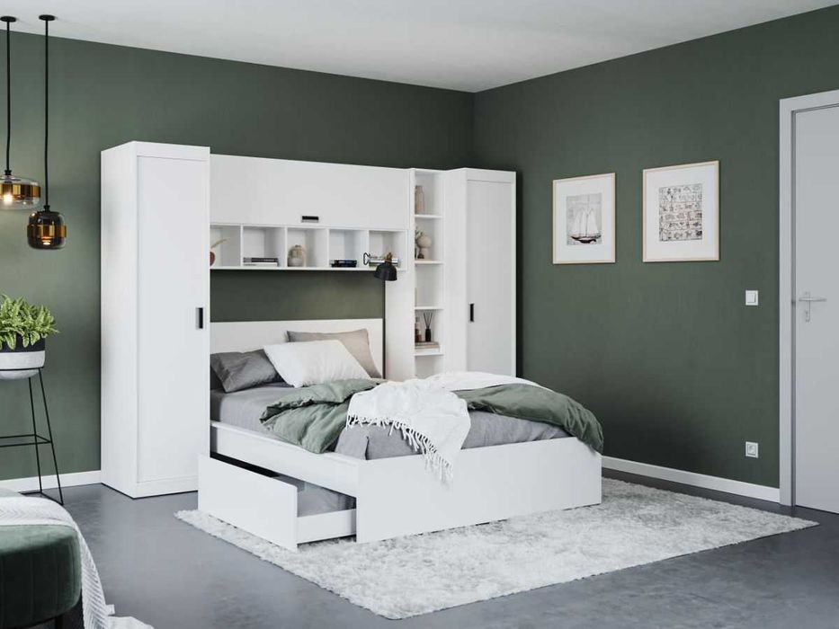 Set Dormitor Nordis 2.70m cu pat incadrat - Transport Gratuit