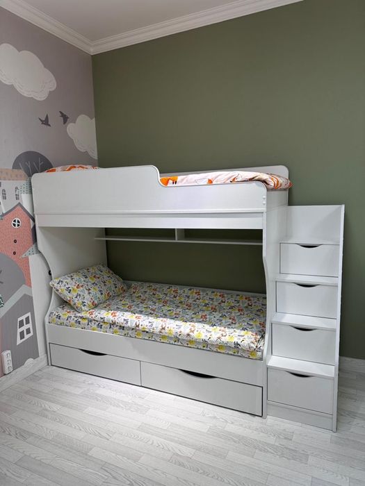 Двухъярусная кровать Каприз с ящиками  кроватки детские + доставка