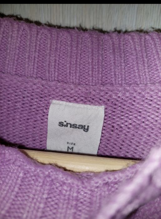 Sinsay pulover mov tricotat torsade, mărimea M