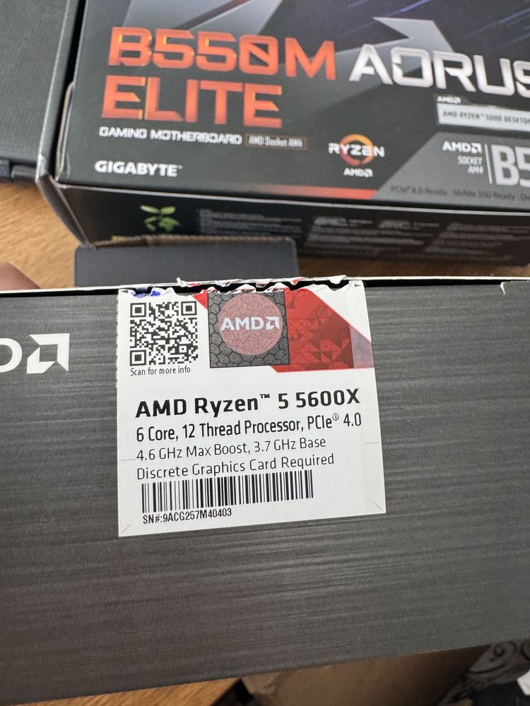 ryzen 5 5600x full box + placa de baza aorus b550M elite