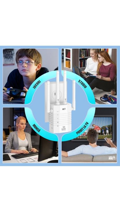 Amplificator Wireless Linomag, WiFi, 4 Antene, 240m, pana la 1200 Mbps
