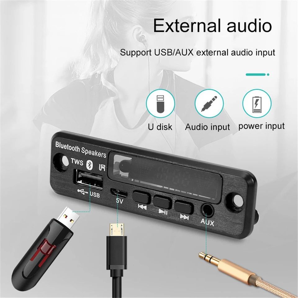 Mp3 player 3,7V/5V Bluetooth 5.0 модул за вграждане Kebidu USB/FM/AUX