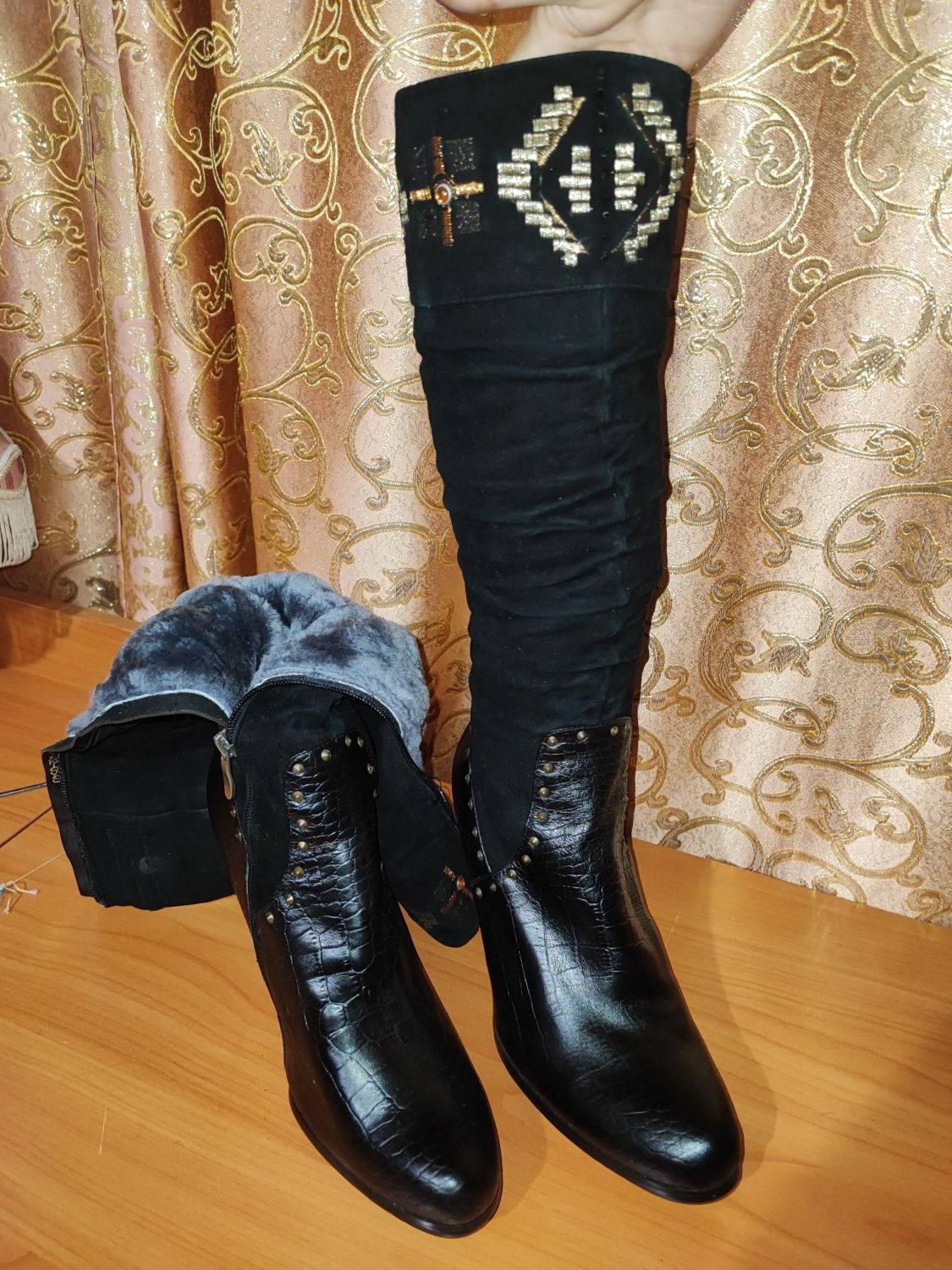 Сапоги 40р, зимние,замша