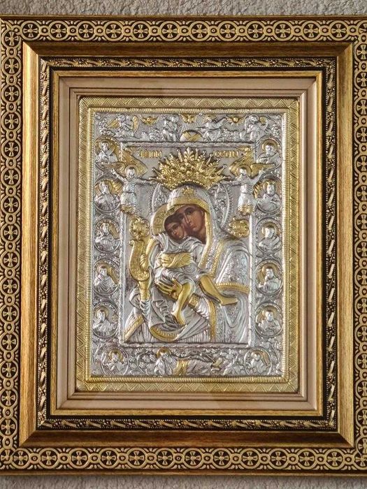 Icoana Maicii Domnului Axion-Estin ARGINTATA Relief 3 D