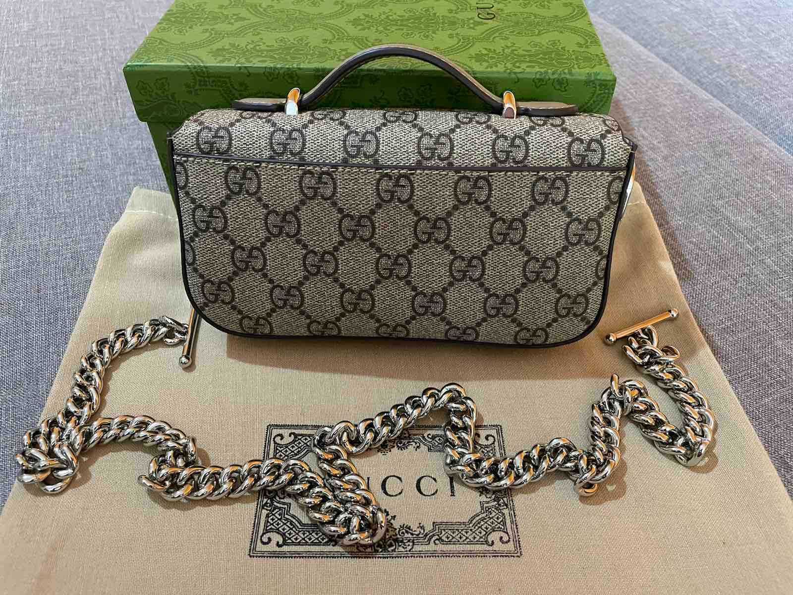 Оригинална Gucci Petite мини Чанта За Рамо Кожа Гучи Mini Горна Дръжка
