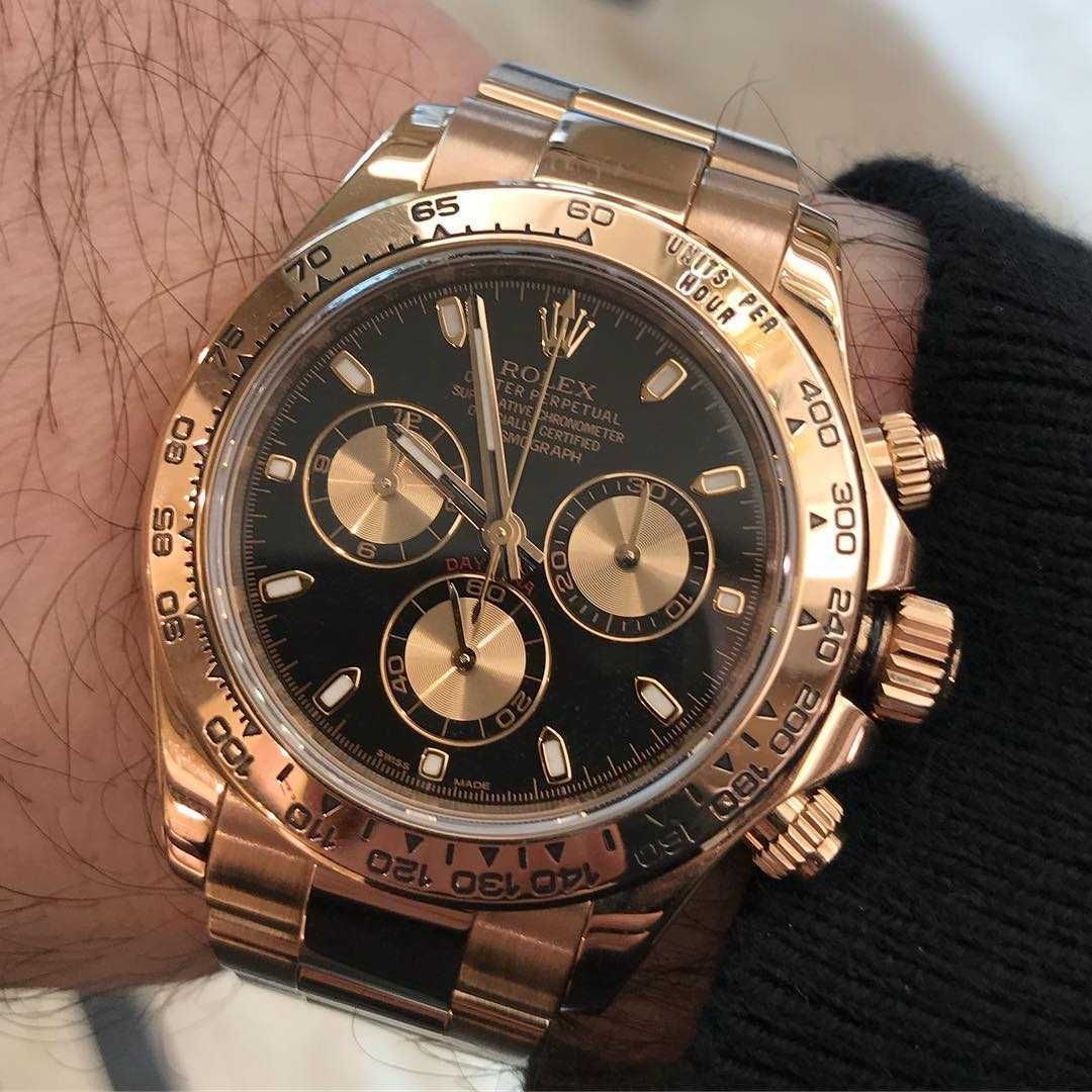 Rolex daytona розово злато/черно