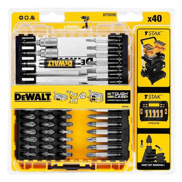Комплект накрайници, битове  DeWalt DT70702, 40 части