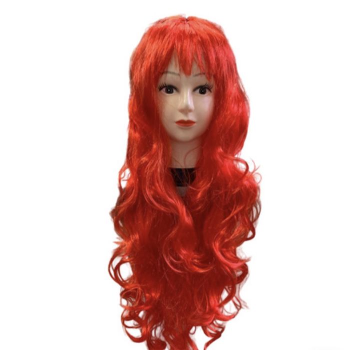Красный парик с волнистыми волосами