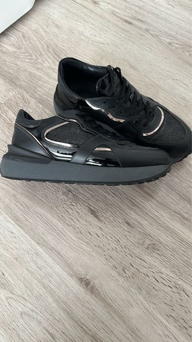 Sneakers piele negri Anna Cori