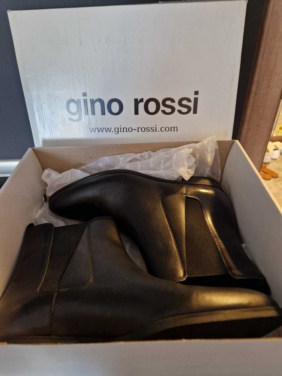 боти Gino Rossi 38 размер -  черни телешки бокс, естествена кожа