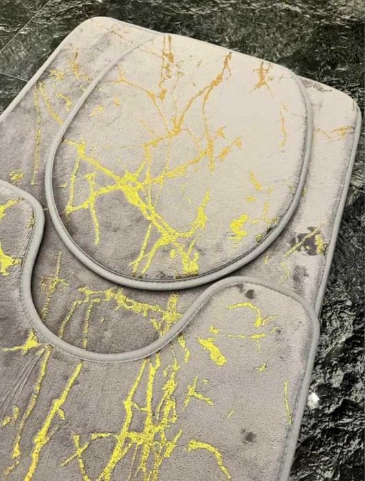 Комплект от 3 неплъзгащи се килимчета,мраморна визия